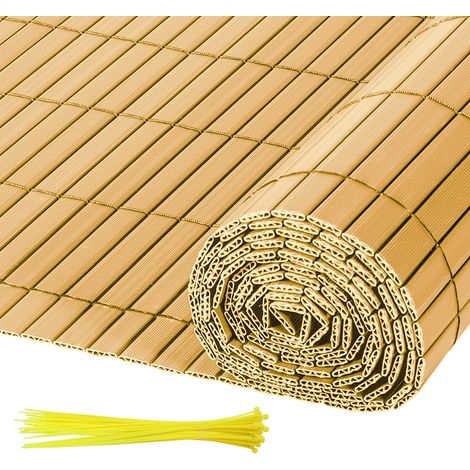 Swanew – Canisse en PVC 80cm – Brise-vue double face bambou – Résistant aux UV et à l'eau – Installation facile avec kit de fixation