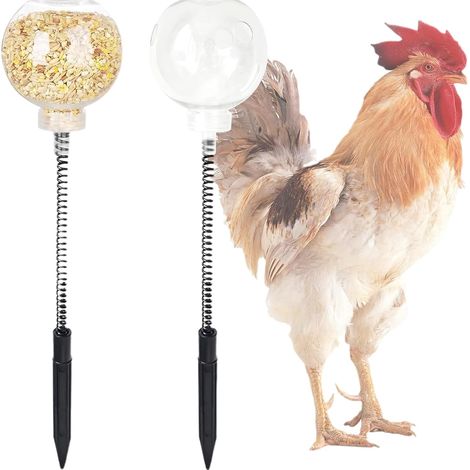 2 distributeurs automatiques de nourriture pour poules, jouets pour poules, distributeur de nourriture à ressort, distributeur à alimentation lente, accessoires à suspendre pour poules (1/5)