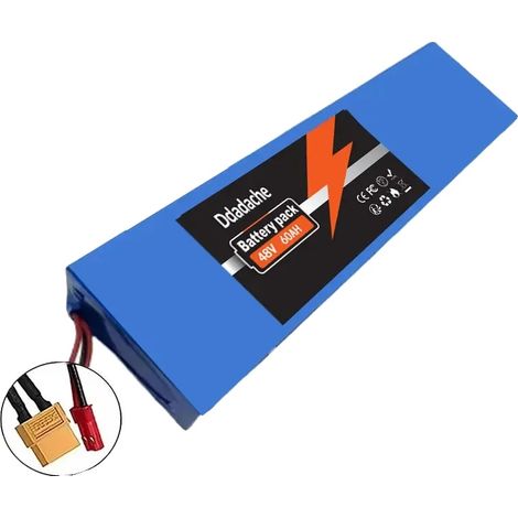 Batterie, capacité de 60Ah, compatible avec les véhicules personnels électriques, XT60-JST, 48V-e (1/2)