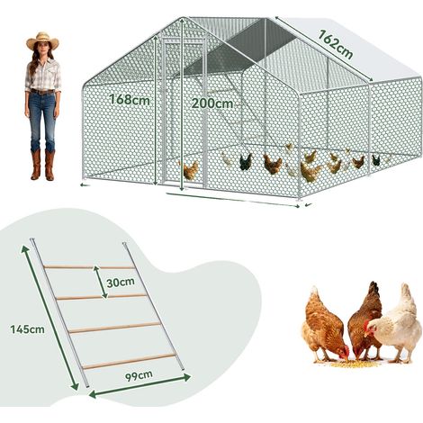 Gallinero, tejido impermeable, sistema de cierre seguro, 3x4x2 metros, W3313S00004 (1/2)