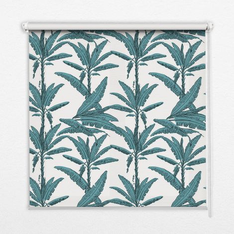 Tenda a Rullo Interna per Finestra - Tenda Filtrante Luce - Tenda Privacy - Tenda Decorativa Rettangolare - Rullo per Interni - (100 cm x 140 cm) - Foglie di palma