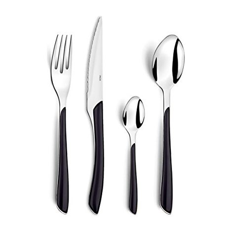 Amefa - Servizio di posate multiuso, Serie: Eclat, in cofanetto, Acciaio Inox ABS SAN, Nero, Ménagère 16 couverts pour 4 personnes (1/4)