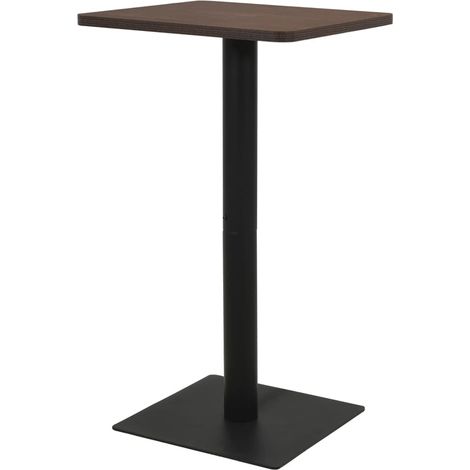 Table d'appoint auxiliaire table haute de bar 60 x 60 x 107 cm panneau de particules de mélamine marron et acier DEC036546