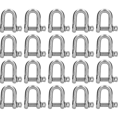D Ring Anchor Shackle 304 Stainless Steel Screw Pin Chain Connector Marine Land Lifting Tool20Pcs M4