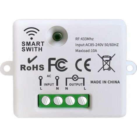 Interrupteur d'éclairage sans fil, contrôleur de récepteur relais 10A, installation facile, pour éclairage jusqu'à 1500W