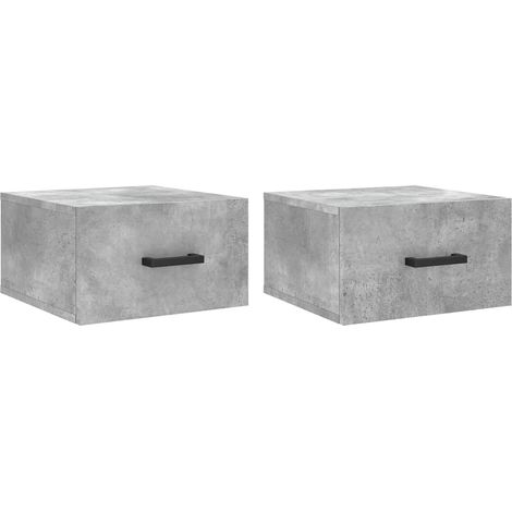 Set di 2 Comodini Armadio da Notte Mobiletto da notte a Muro Grigio Cemento 35x35x20 cm (1/4)