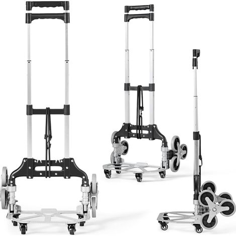 10 Wheels Folding Hand Truck Aluminium Stair Climbing Cart W/ Adjustable Handle (1/2)