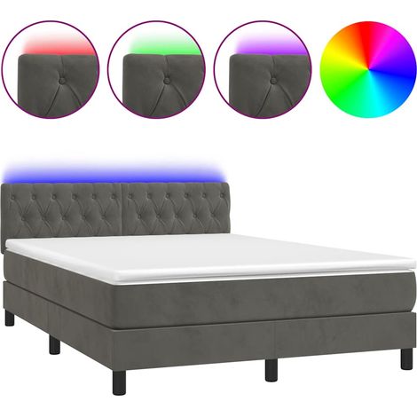 Maison Exclusive - Letto a Molle con Materasso e LED Grigio Scuro 140x200 cm (1/5)