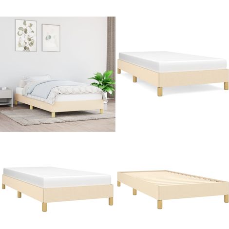 Bettgestell ohne Matratze Creme 100x200 cm Stoff - Bettrahmen - Doppelbett - Cremefarbenes Bett - Lattenrost - Holzrahmen - Home & Living (1/5)