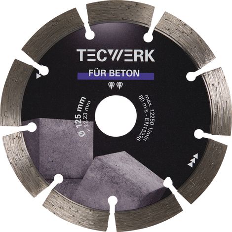 Disco de diamante para hormigón D.125mm taladro 22,23mm Seg.-B.33,8mm (1/2)