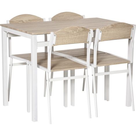 Ensemble table et chaises de salle à manger 5 pièces – MDF et métal – Table rectangulaire 100x63cm – Chaises 4 pièces design gris clair (1/5)