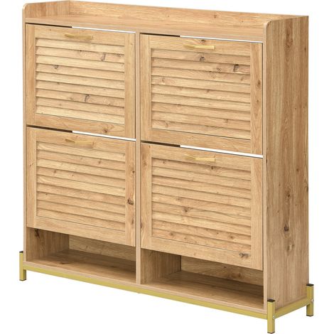 Scarpiera moderna a 4 ante con struttura in metallo e piano d'appoggio 108,5 x 24 x 100 cm (1/5)