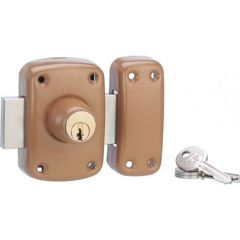 Serratura a pomolo 3020 per porta con vetrata, cilindro Ø23x40mm, catenaccio 160mm, bronzo, 3 chiavi - Serrurerie de Picardie