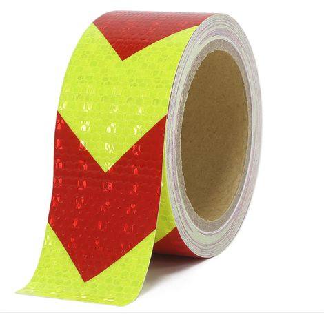 Ruban Réfléchissant Jaune et Rouge 10m x 5cm - Réflecteur Imperméable Auto-adhésif de Sécurité - Bande d'Avertissement Visible pour Véhicules, Vélos, Voitures (1/5)