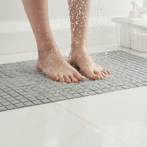 Tapis antidérapant pour baignoire et douche 40x70cm Gris– Ventouses pour maintien sécurisé (1/5)