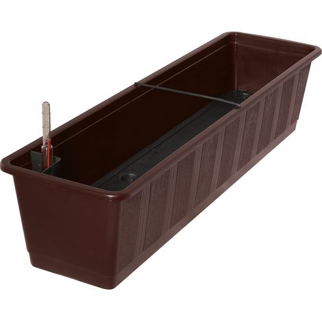 Geli – Balconnière AQUA GREEN 80 cm avec système d'arrosage – Marron, plastique, L 80 x l 21 x H 17,5 cm