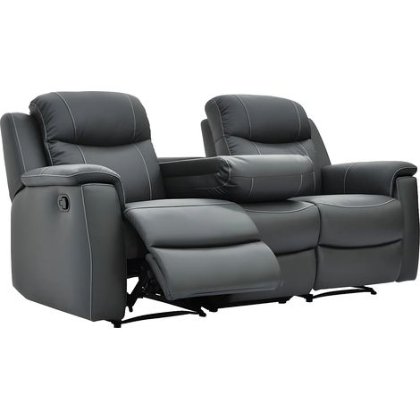 Divano 3 posti relax in cuoio Grigio - EVASION (1/4)