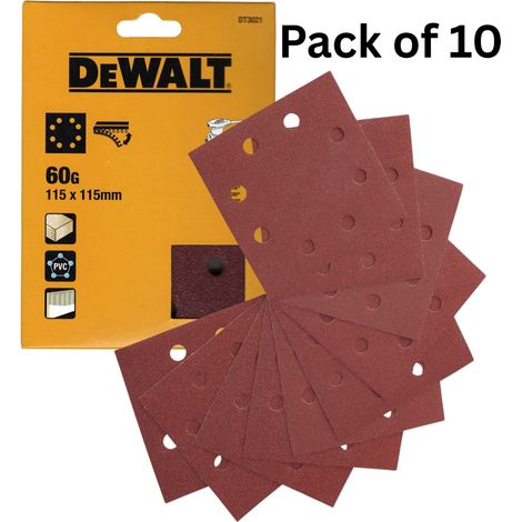 DEWALT DT3021-QZ (pkt of 10) Quarter sanding sheets 115mm x 115mm x 60g