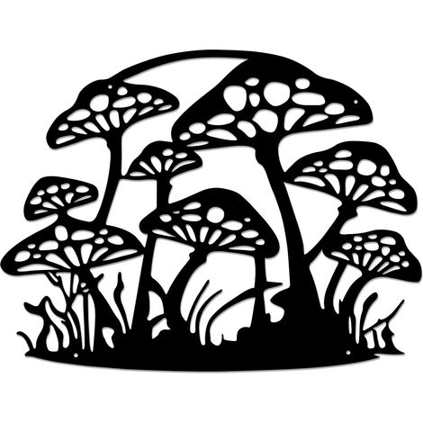 Decorazione da Parete in Metallo a Forma di Funghi Nera 43 x 33 (1/5)