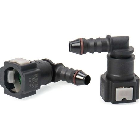 Lot de 2 Connecteur de Tuyau de Carburant de Voiture, Raccord durite essence, connecteur rapide à 90 degrés, plastique 7.89mm Connecteur ID6 (1/5)