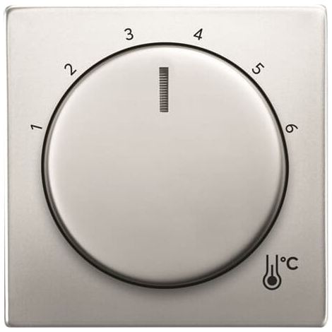 Busch-Jaeger Plaque centrale pour régulateur de température ambiante échelle 1 … 6 pour régulateur de température ambiante bouton rotatif inox - pur edelstahl (1794 R-866), 2CKA001710A4203