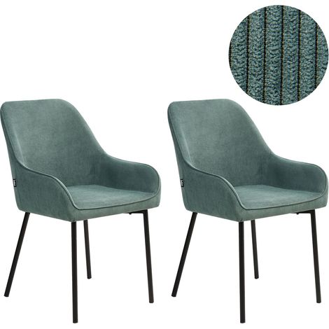 Esszimmerstuhl 2er Set LOVERNA Cord Grün (1/5)