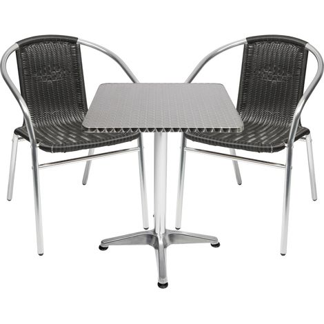 Bistrogarnitur 3-teilig Aluminium / Rattan / Schwarz-M537504+2xM537481 (1/5)