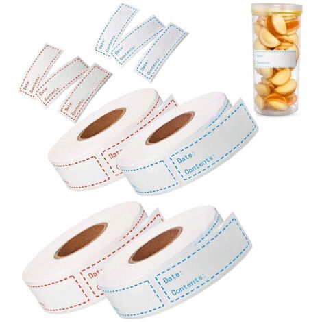 4 Rouleaux 500 pièces etiquette confiture, Etiquettes congelation, etiquette bocaux, etiquettes autocollantes, pour bouteille, pot Mason, pot de stockage, pot alimentaire, emballage cadeau (7 (1/5)