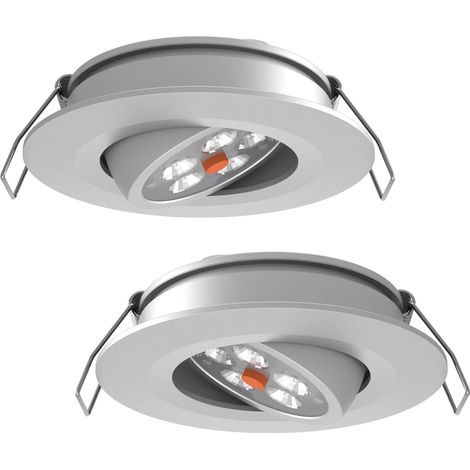 Spot Encastrable 12V LED Camping-car Encastré Gradateur Intégré et Lumière Rouge Dimmable Éclairage pour Bateau Van Caravane 205lm 74mm Angle de faisceau 35°, Aluminium Argent 3000K (1/5)