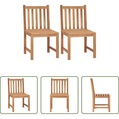 Chaise de jardin en teck - Chaises de jardin lot de 2 Bois de teck solide (1/5)