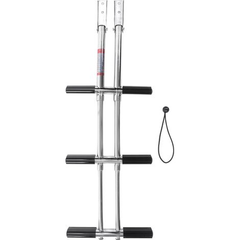 Échelle télescopique pliante 3 marches, double verticale fixe en acier inoxydable 316 pour bateaux, yachts et camping-cars (1/5)