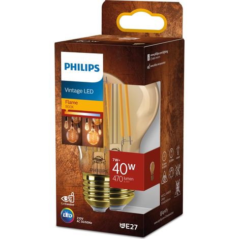 Philips LED Vintage Lampadina Goccia a Filamento Ambrata, 40W, E27, Luce Bianca Calda, Non Dimmerabile (1/5)