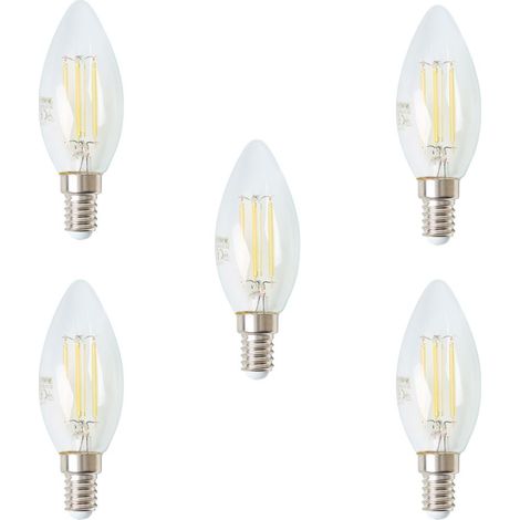 Litecraft Light Bulb 4 Watt E14 Small Edison Screw Candle Natural White LED in Clear - 5 Pack (1/2)
