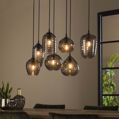 Industrielle Hängelampe Glas Gaby 7-flammig
