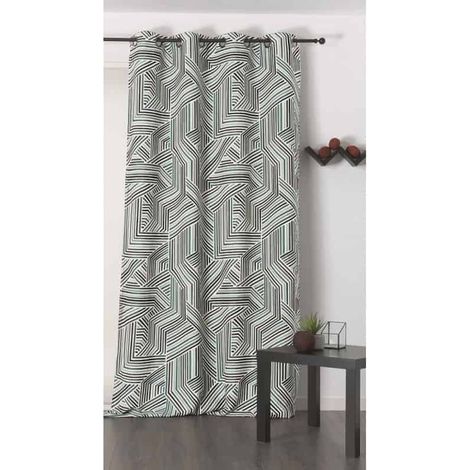 Rideau déco motif rayures vert - 135x250cm - Vert (1/2)