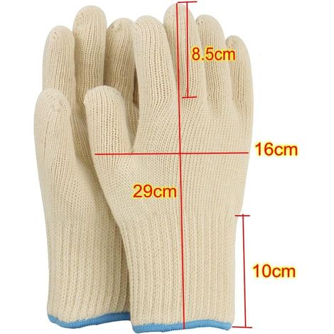 1 Paar robuste, große, hitzebeständige Ofenhandschuhe mit Fingern, hitzebeständige, dicke Baumwoll-Strickhandschuhe für Heißluftfritteuse, Grillen, Gartenhandschuhe für Herren, Küchenhandschuhe