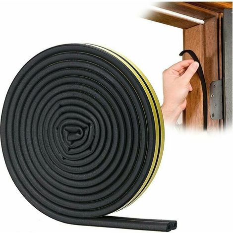 D Type Sealing Strip, Strong Adhesion, Soundproof and Weatherproof Sealant for Doors and Windows, 6 Meters (Black) (1/5)