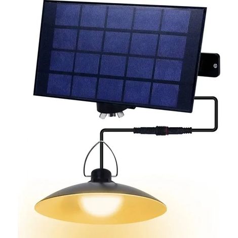 Lampe solaire suspendue extérieur, suspension industrielle jardin/garage/balcon, blanc chaud, 1 module = 1 lampe YYV (1/4)