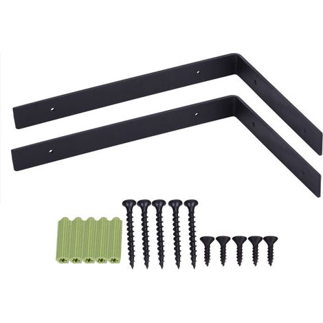 Set mit 2 Wandregalhalterungen, robuste Industrieregalträger, stabile L-Winkel, 5 mm dick, inklusive Schrauben (30 cm) - Crezuo