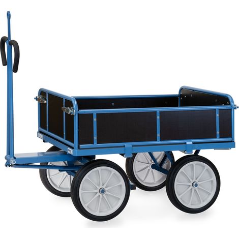Fetra Handpritschenwagen mit Bordwänden, abklappbar, Zugöse an der Deichsel 400x80mm Vollgummi-Bereifung 1200x800mm Ladefläche (1/5)