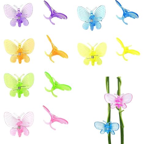 CCYKXA  Set mit 12 Pflanzenstützclips – Große, schmetterlingsförmige Gartenclips zur Stützung von Gartenpflanzen, Farbe zufällig (1/5)