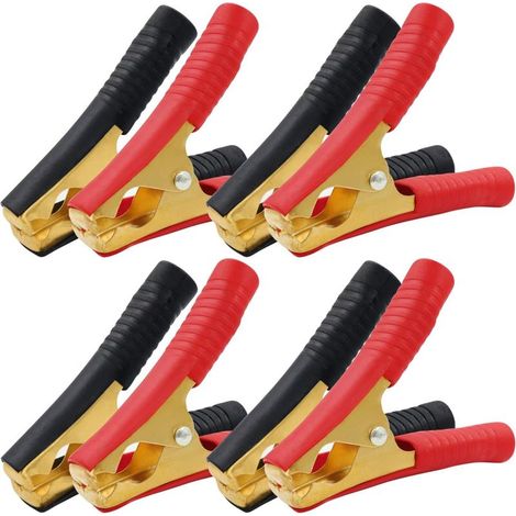 Jeu de 8 pinces crocodiles en cuivre, 100 A, pour batteries de voiture, pour chargeurs de batterie de voiture (90 mm, rouge + noir) (1/5)