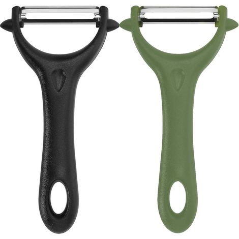 Dww-lot De 2 Plucheur Universel(noir&vert), 14,57,5cm Econome Eplucheur Pomme De Terre Epluche Legume Potato Peeler Eplucheur Llegumes Vegetal Peele (1/5)