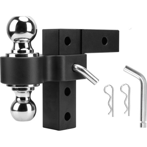 Attelage remorque double boules verrouillable 6 pouces réglable aluminium noir pour récepteur 2 pouces (1/5)
