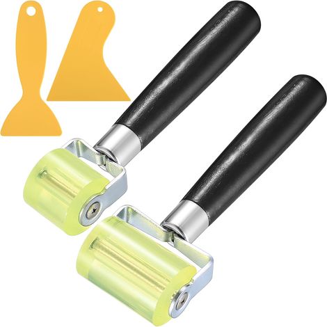 2 Rouleaux Presseurs, Rouleau à Main en Silicone de 30mm & 50mm, Outil Résistant à la Chaleur pour Bordure de Chant, Soudures de Bâches PVC, avec 2 Racleurs (1/5)