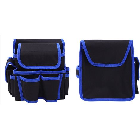 Tragbare, multifunktionale Werkzeugtasche, kleiner blauer Oxford-Werkzeugkasten mit Gürtel, Werkzeugorganizer für Elektriker, Maße 23 x 13 x 22 cm (1/5)