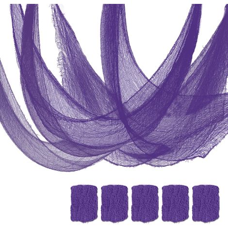 Set di 5 arazzi decorativi in garza viola, in stile spettrale, per Halloween (183 x 76 cm), per uso interno ed esterno. Decorazioni di Halloween per la casa (1/5)