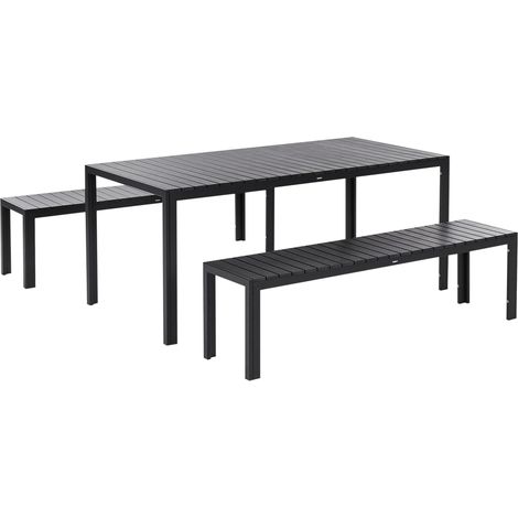 Set da Giardino in alluminio anodizzato nero Tavolo Rettangolare 2 Panche NARDO