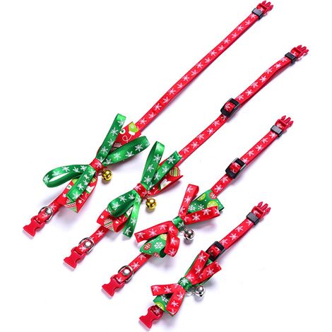 Collier Pour Animal De Compagnie - Cuir Synthétique - Clochette Détachable - Motif Flocon De Neige - Ajustable - Vert - 1 Pièce (1/5)