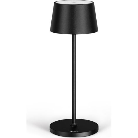 Lampe de Table Sans Fil - Lampe Bureau Led Rechargeable - Lampe à poser tactile - Connecteur USB-C - Lampes Rechargeables Design Intérieures et Extérieur - Noir (1/5)